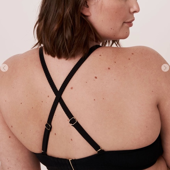 La Vie en Rose BLACK RIB Recycled Fibers D Cup Bralette Bikini Top - Picture 3 of 10